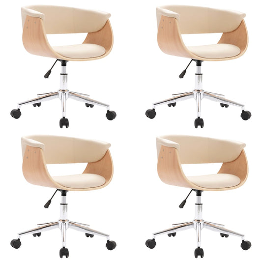 Esszimmerstühle 4 Stk. Drehbar Creme Kunstleder