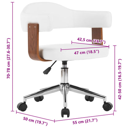 Drehbare Esszimmerstühle 4 Stk. Weiß Bugholz und Kunstleder