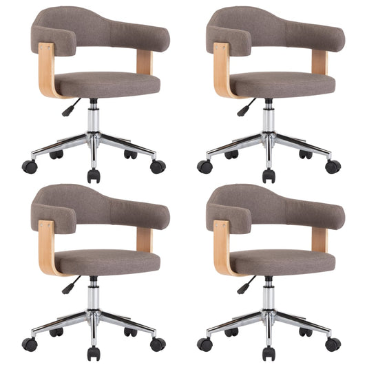Drehbare Esszimmerstühle 4 Stk. Taupe Bugholz und Stoff