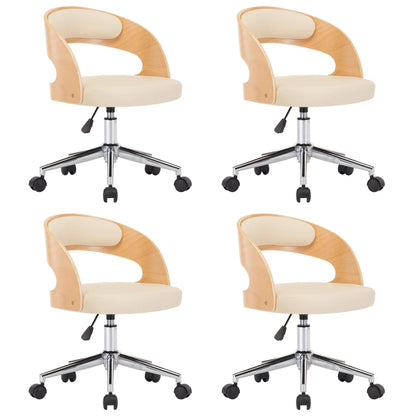 Drehbare Esszimmerstühle 4 Stk. Creme Bugholz und Kunstleder