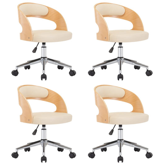 Drehbare Esszimmerstühle 4 Stk. Creme Bugholz und Kunstleder