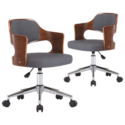 Esszimmerstühle 2 Stk. Drehbar Grau Bugholz und Stoff