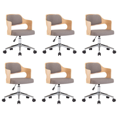 Drehbare Esszimmerstühle 6 Stk. Taupe Bugholz und Stoff