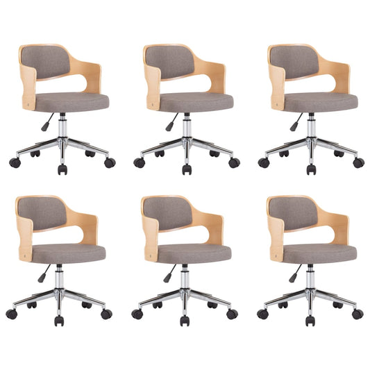 Drehbare Esszimmerstühle 6 Stk. Taupe Bugholz und Stoff