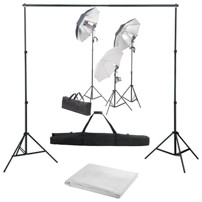 Fotostudio-Set mit Lampen-Set und Hintergrund