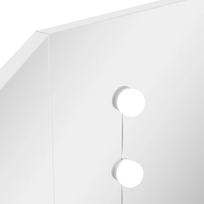 Eck-Schminktisch mit LED-Beleuchtung Weiß