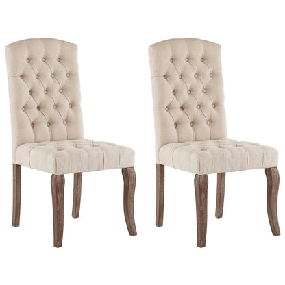Esszimmerstühle 2 Stk. Beige Leinenoptik Stoff