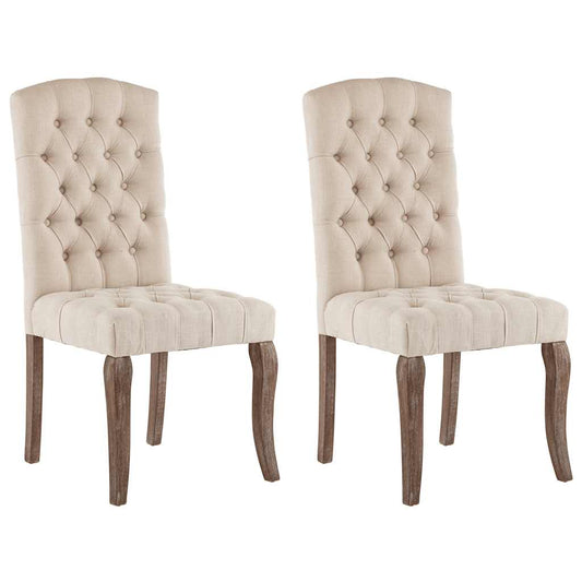 Esszimmerstühle 2 Stk. Beige Leinenoptik Stoff