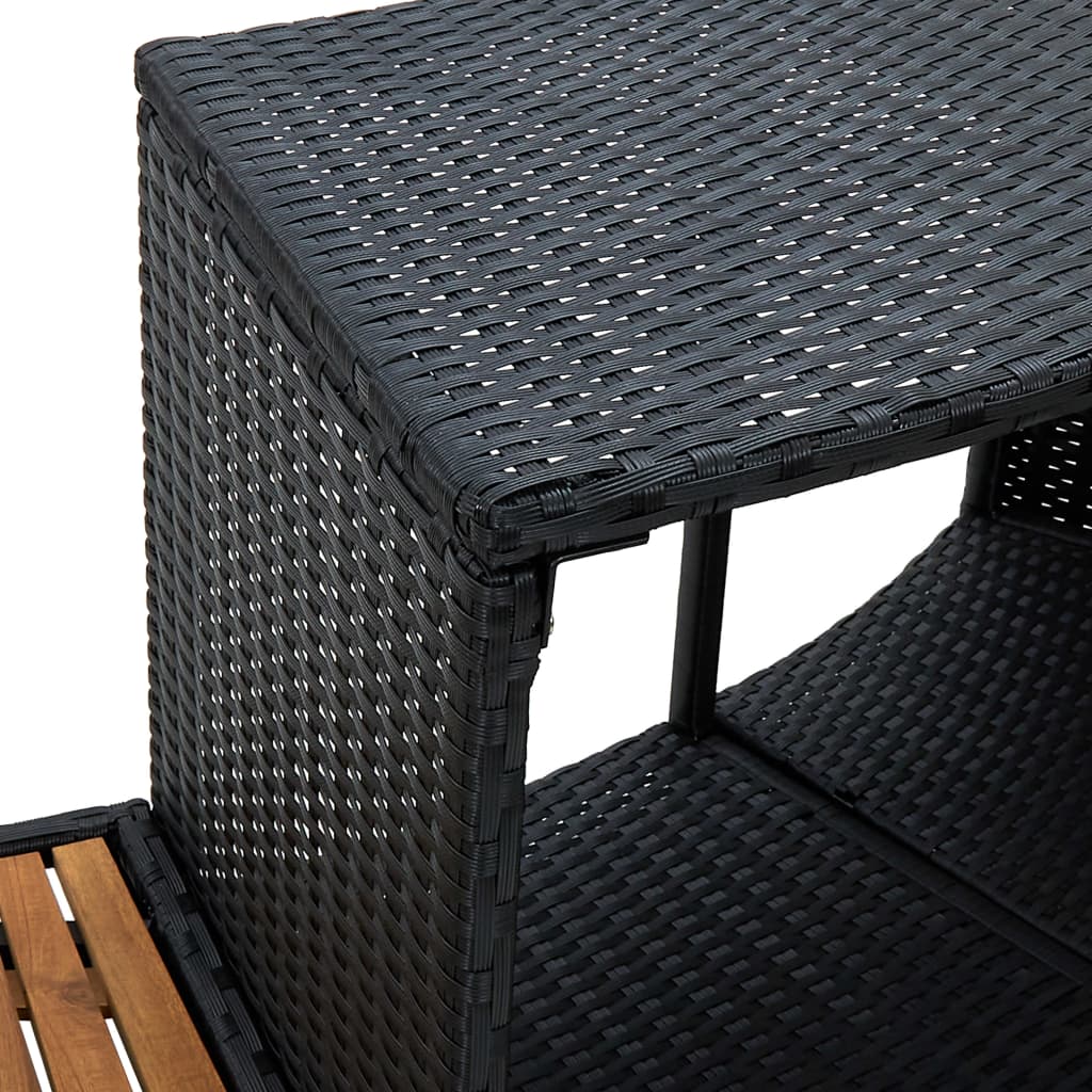 Whirlpool-Umrandung Schwarz Poly Rattan & Massivholz Akazie