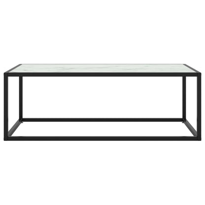 Couchtisch Schwarz mit Weißem Glas in Marmor-Optik 100x50x35 cm
