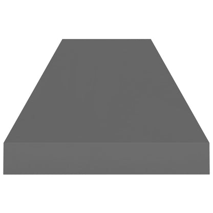 Schwebendes Wandregal Hochglanz-Grau 90x23,5x3,8 cm MDF