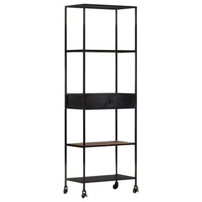 Bücherregal 60x35x180 cm Raues Mangoholz & Eisen