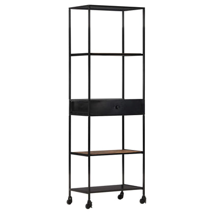 Bücherregal 60x35x180 cm Raues Mangoholz & Eisen