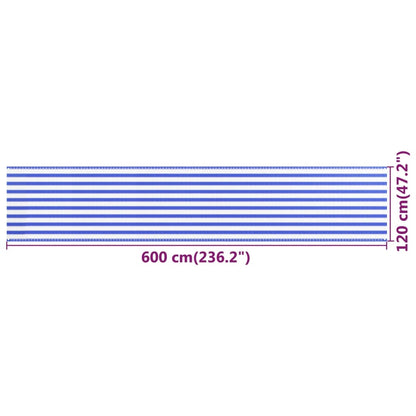 Balkon-Sichtschutz Blau und Weiß 120x600 cm HDPE