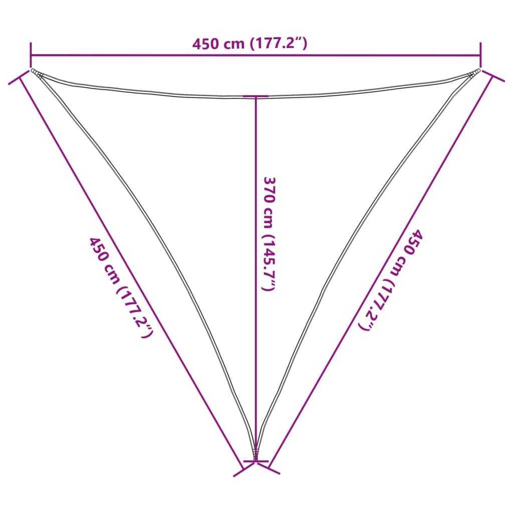 Sonnensegel 160 g/m² Anthrazit 4,5x4,5x4,5 m HDPE