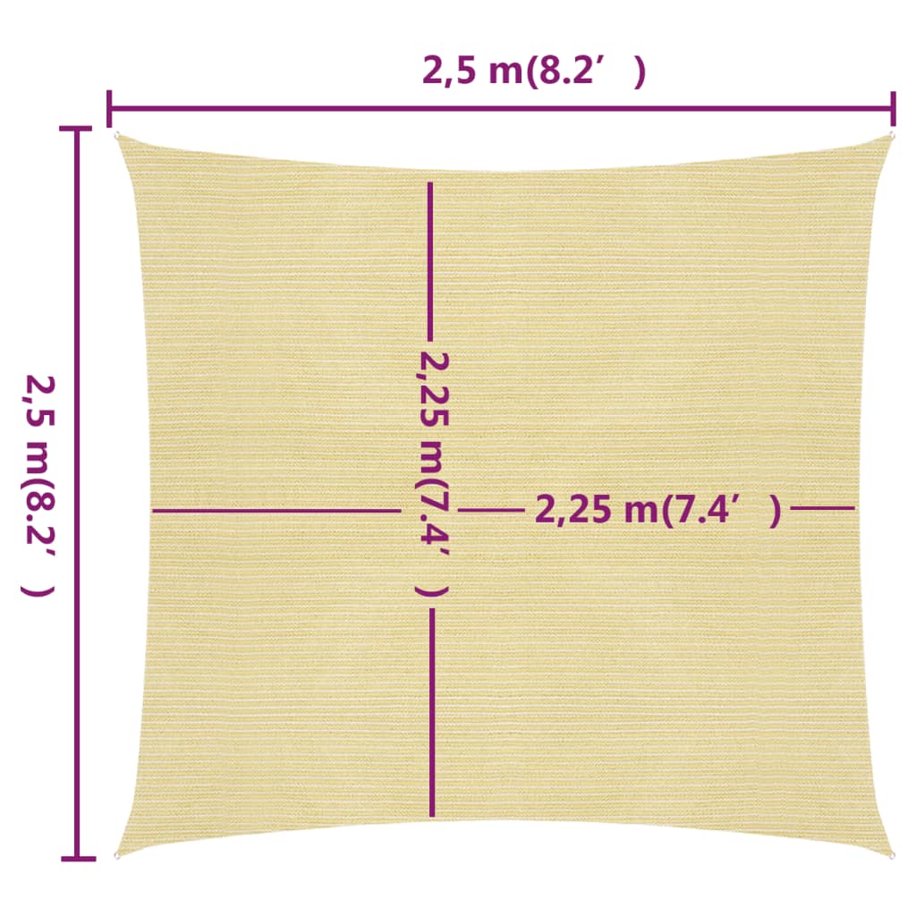 Sonnensegel 160 g/m² Beige 2,5x2,5 m HDPE