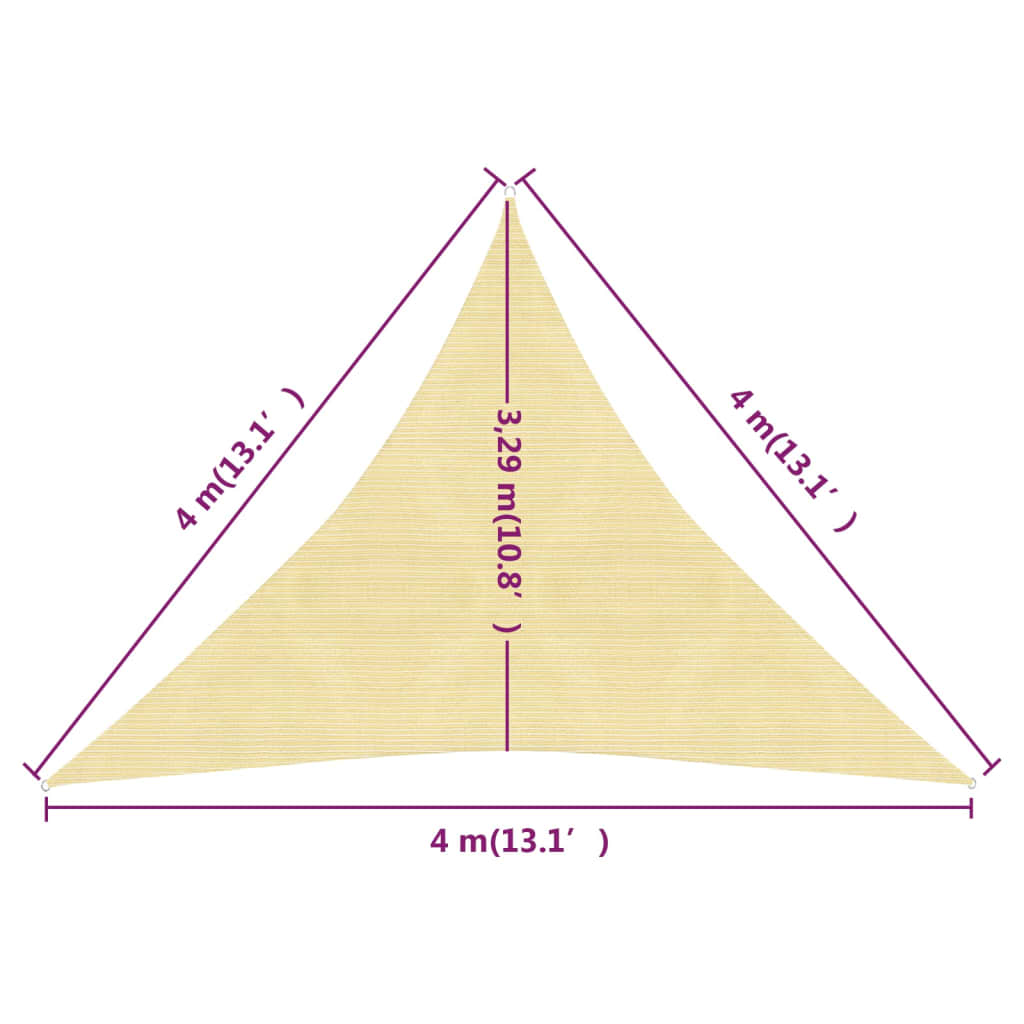 Sonnensegel 160 g/m² Beige 4x4x4 m HDPE