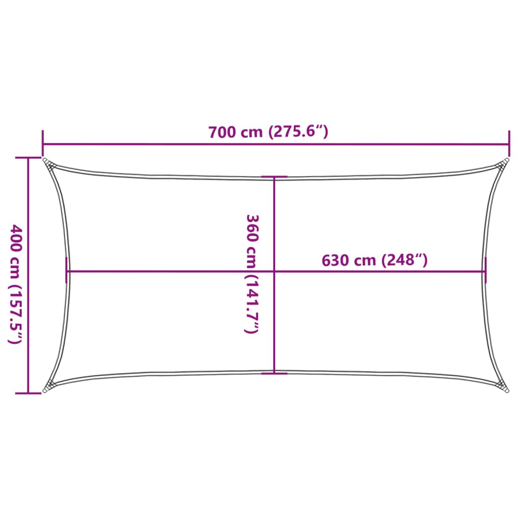 Sonnensegel 160 g/m² Creme 4x7 m HDPE