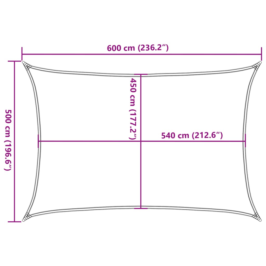 Sonnensegel 160 g/m² Cremeweiß 5x6 m HDPE