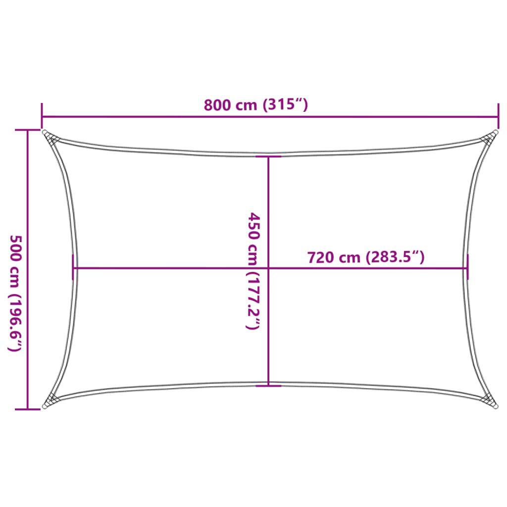 Sonnensegel 160 g/m² Creme 5x8 m HDPE