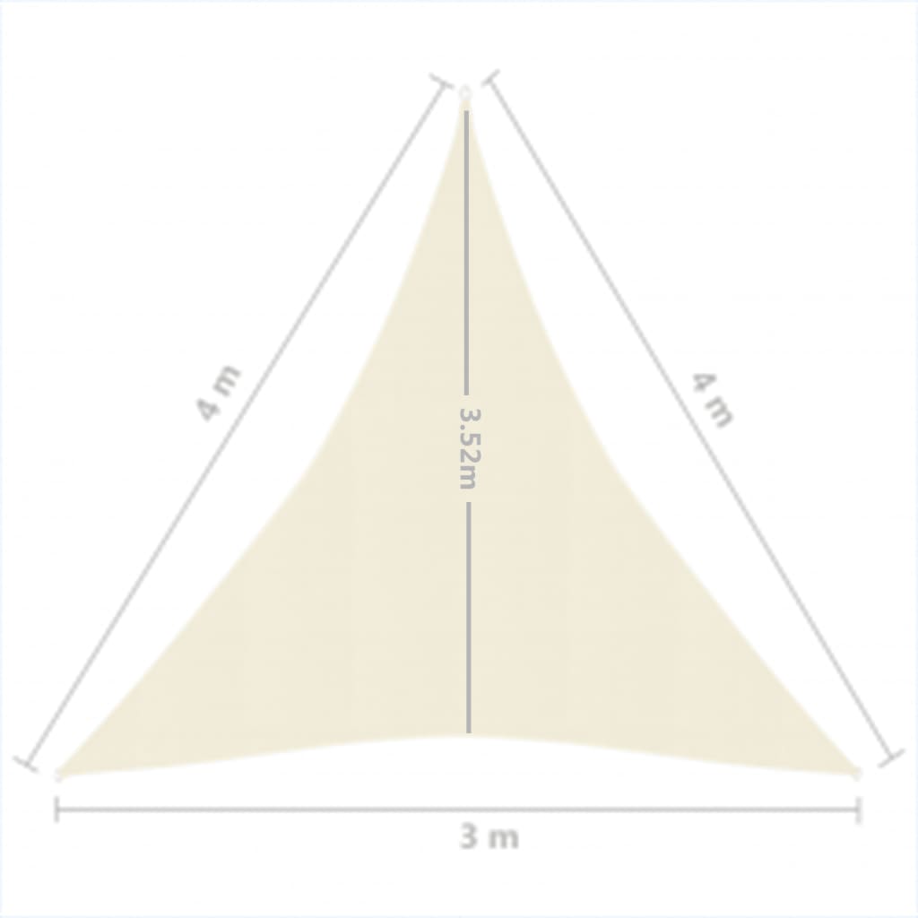 Sonnensegel 160 g/m² Cremeweiß 3x4x4 m HDPE