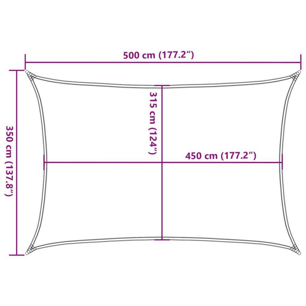 Sonnensegel 160 g/m² Weiß 3,5x5 m HDPE