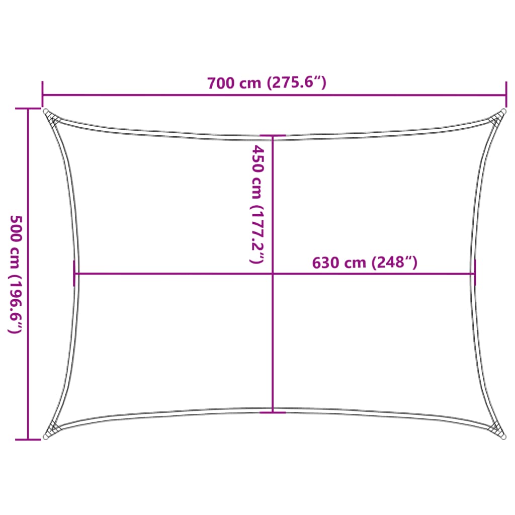 Sonnensegel 160 g/m² Weiß 5x7 m HDPE