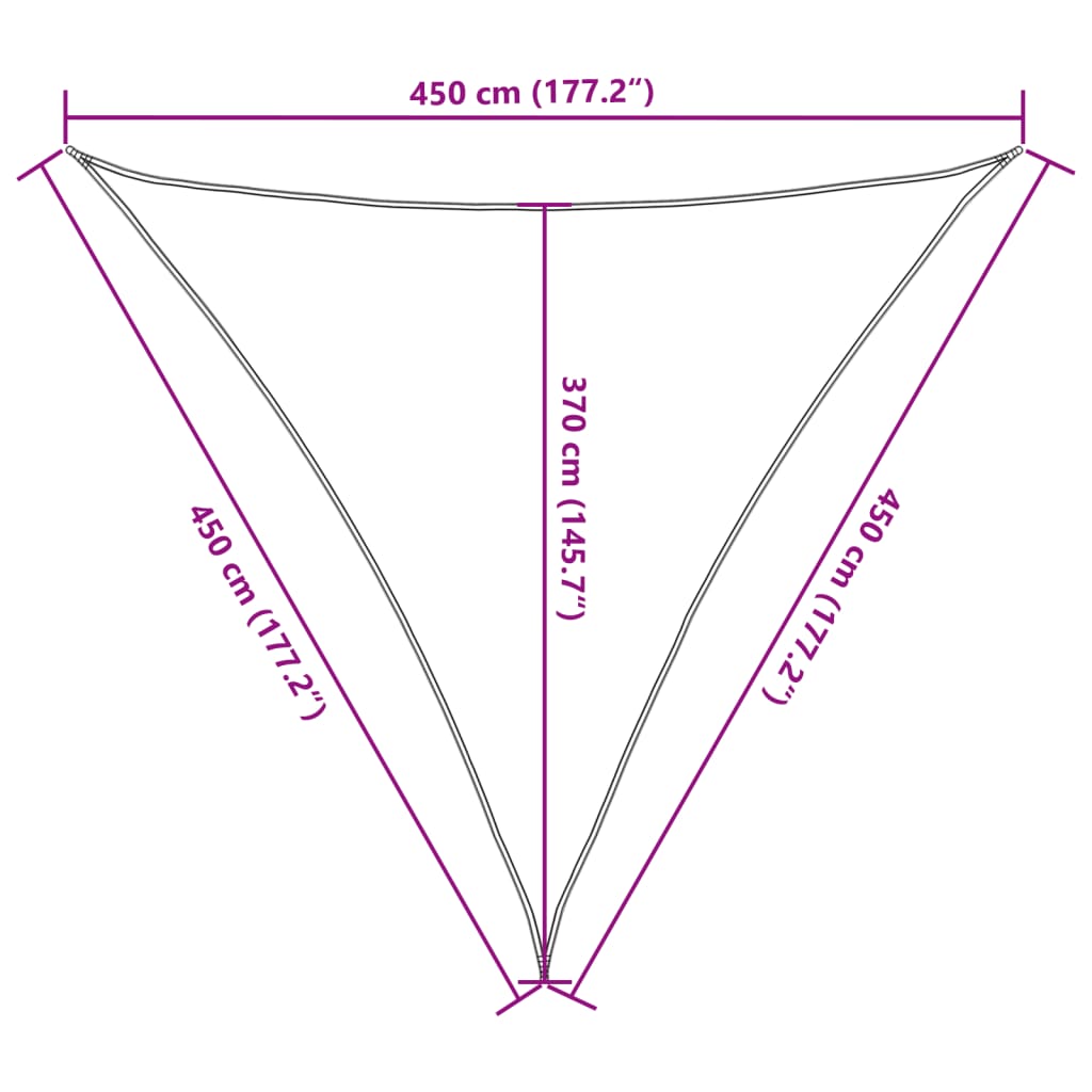 Sonnensegel 160 g/m² Weiß 4,5x4,5x4,5 m HDPE