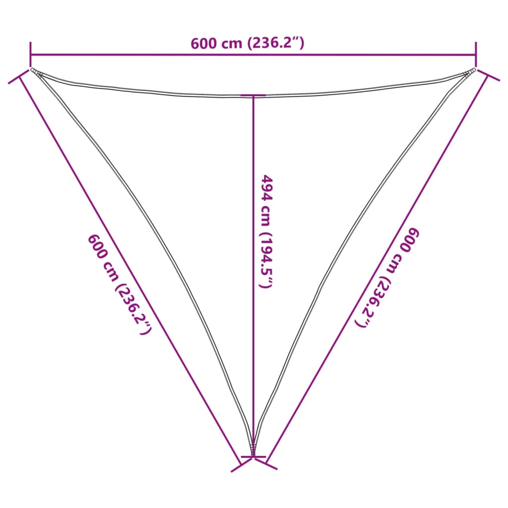 Sonnensegel 160 g/m² Weiß 6x6x6 m HDPE