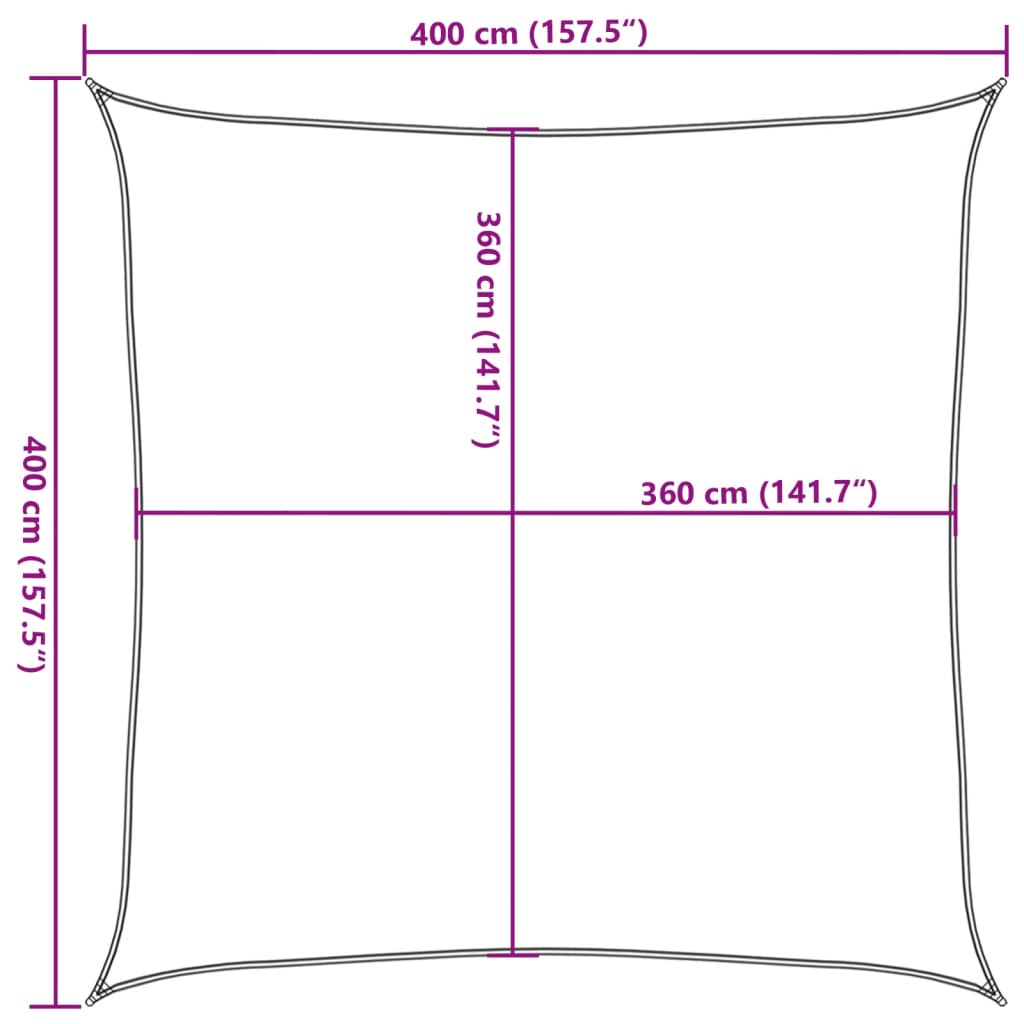 Sonnensegel 160 g/m² Hellgrün 4x4 m HDPE