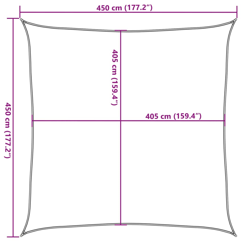 Sonnensegel 160 g/m² Hellgrün 4,5x4,5 m HDPE