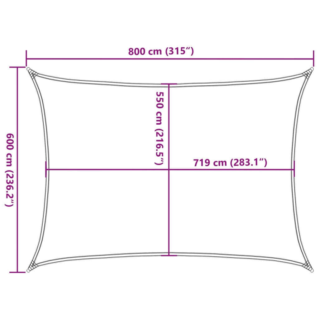 Sonnensegel 160 g/m² Hellgrün 6x8 m HDPE