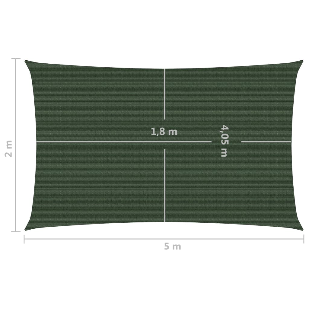 Sonnensegel 160 g/m² Dunkelgrün 2x5 m HDPE