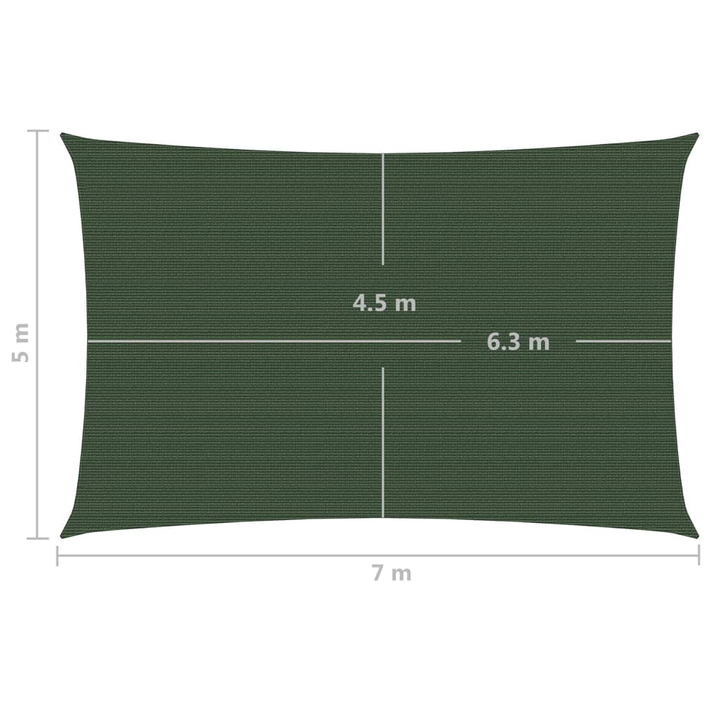 Sonnensegel 160 g/m² Dunkelgrün 5x7 m HDPE