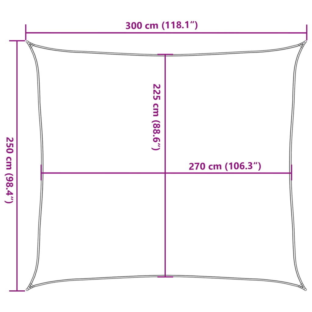 Sonnensegel 160 g/m² Gelb 2,5x3 m HDPE