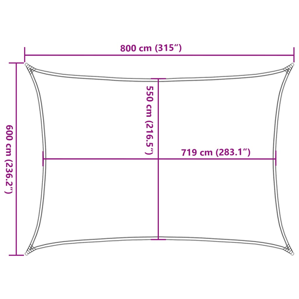 Sonnensegel 160 g/m² Rechteckig Gelb 6x8 m HDPE