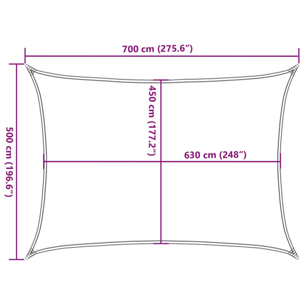 Sonnensegel 160 g/m² Braun 5x7 m HDPE