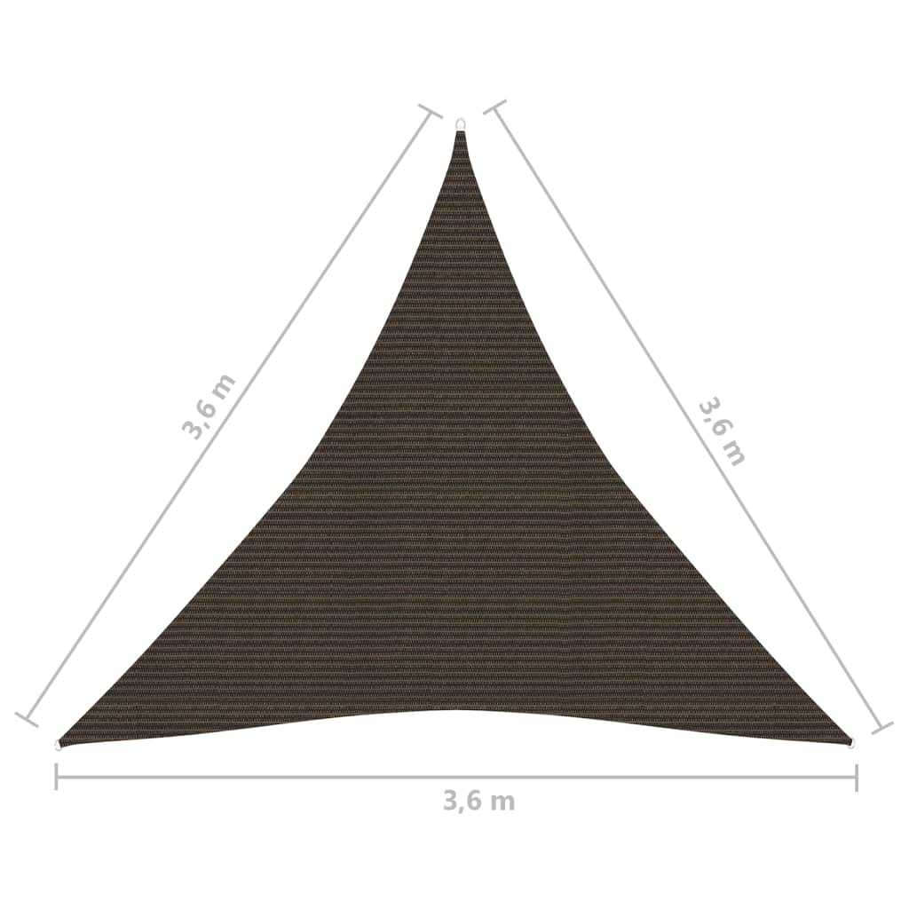 Sonnensegel 160 g/m² Braun 3,6x3,6x3,6 m HDPE