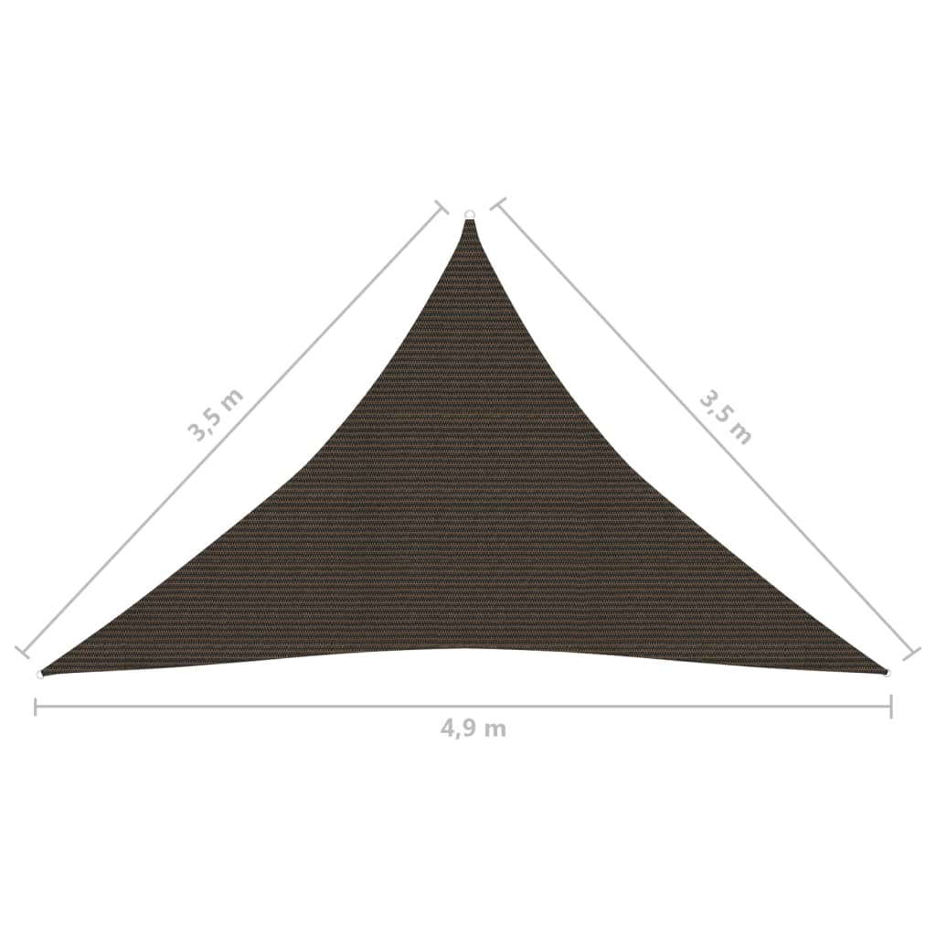 Sonnensegel 160 g/m² Braun 3,5x3,5x4,9 m HDPE