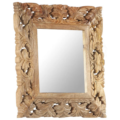 Spiegel Handgeschnitzt Braun 50x50 cm Massivholz Mango