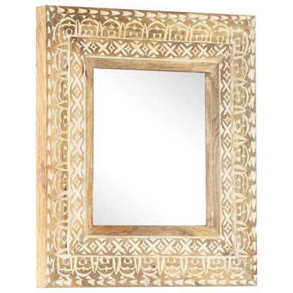 Spiegel Handgeschnitzt 50x50x2,6 cm Massivholz Mango