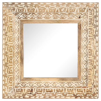 Spiegel Handgeschnitzt 50x50x2,6 cm Massivholz Mango
