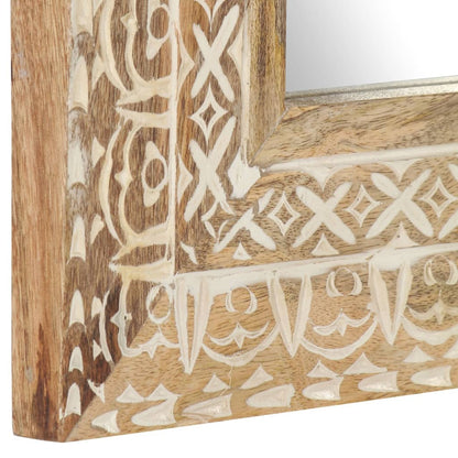 Spiegel Handgeschnitzt 50x50x2,6 cm Massivholz Mango