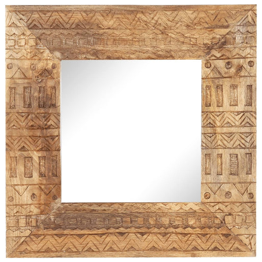 Spiegel Handgeschnitzt 50x50x11 cm Massivholz Mango