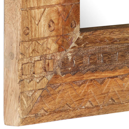 Spiegel Handgeschnitzt 50x50x11 cm Massivholz Mango