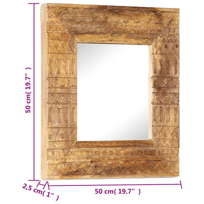 Spiegel Handgeschnitzt 50x50x11 cm Massivholz Mango