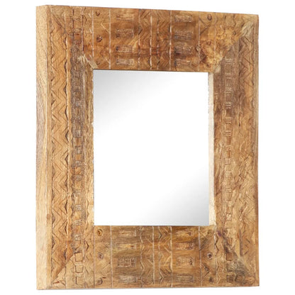 Spiegel Handgeschnitzt 50x50x11 cm Massivholz Mango