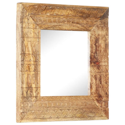 Spiegel Handgeschnitzt 50x50x11 cm Massivholz Mango