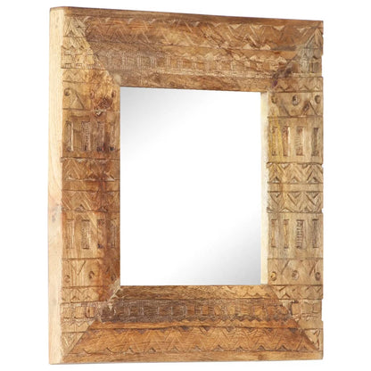 Spiegel Handgeschnitzt 50x50x11 cm Massivholz Mango