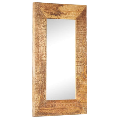 Spiegel Handgeschnitzt 80x50x11 cm Massivholz Mango